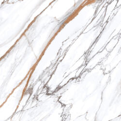 Geotiles Gresie portelanata tip marmura, Ohio Gold, 60.8x60.8 cm, alb, auriu, finisaj lucios (8429991465179)