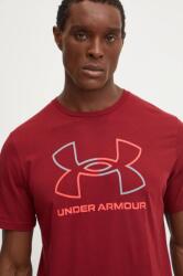 Under Armour t-shirt bordó, férfi, mintás - burgundia S