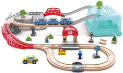 Hape Set de joaca din lemn trenulet oras Hape 48 piese (E3771A) Trenulet