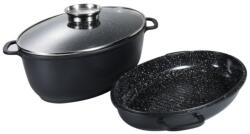Goldmann Set 3 piese roaster oval, aluminiu turnat, 3 straturi antiaderente, 3.4l 8.4l, capac sticla termorezistent, Goldmann (GM 6233)