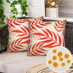 Hanrunsi Fețe de perna decorative 45x45 cm, set 2 buc, impermeabile, frunze boho portocalii Lenjerie de pat