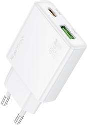 BOROFONE hálózati töltő BN25 Wish - USB + Type C - PD QC 3.0 30W fehér