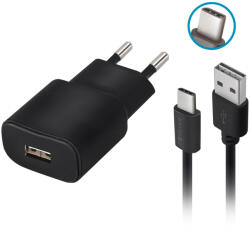 Forever Forever TC-01 töltő 1x USB 2A fekete + USB-C kábel