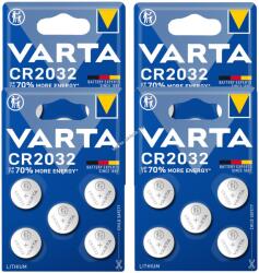 VARTA 20db VARTA CR2032 DL2032 ECR2032 Lithium gombelem 4db 5db-os bliszter órákhoz, autókulcsokhoz