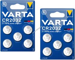VARTA 10db VARTA CR2032 DL2032 ECR2032 Lithium gombelem 2db 5db-os bliszter órákhoz, autókulcsokhoz stb