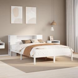vidaXL fehér tömör fenyőfa könyvespolcos ágy matrac nélkül 120x190 cm (3321533)