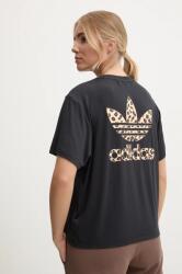 Adidas t-shirt Trefoil Tee Leopard női, fekete, IW8475 - fekete XXS