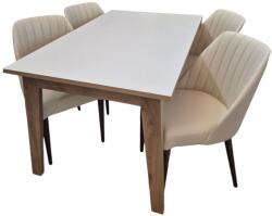 Alpino Set Masa LONDON, 150cm , cu 4 Scaune Tuval Fildes