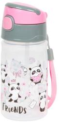 DERFORM Szívószálas műanyag kulacs 330 ml - Panda (BC05)