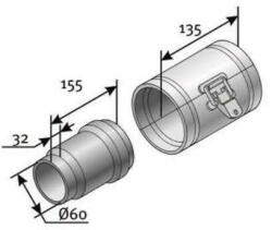 Saunier Duval 60/100 PPs ellenőrző idom, egyenes (0020267684) (20267684)
