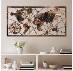 Asir Fali dekoráció 120x60 cm világtérkép fém 891TNL2426 (AS2007)