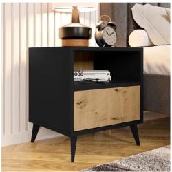 MIRJAN 24 Éjjeliszekrény OVESSI 52x47 cm fekete/tölgy artisan MJ0109 (MJ0109)