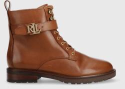 Lauren Ralph Lauren bőr csizma Elridge női, lapos talpú, 802838413002 - barna Női 40