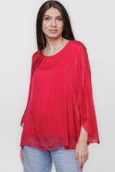SHOPIKA Bluza din matase si vascoza cu maneca clopot, fucsia inchis Talie unica