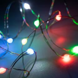  LED-es fényfüzér, 10 m / 100 db RGB micro LED, 12 fényprogram, USB csatlakozó, kül- és beltéri (ML-112-RGB)