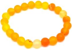 R. M. ékszer Achát matt szinezett sávos sárga golyó karkötő 8mm (059793)