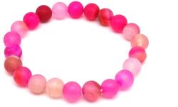 R. M. ékszer Ásvány karkötők Achát matt szinezett sávos pink golyó karkötő 8mm (059794)
