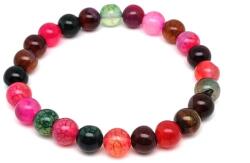 R. M. ékszer Achát hőkezelt szin pink zöld golyó karkötő 8mm (059779)