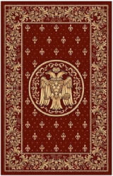 Karat Carpet Covor Model Bisericesc Lotos 15032-210, Imprimeu cu Vultur Bicefal, Marime 300 x 400 cm, Grena, Rosu, Inaltime Fir 9 mm, Antialergic, Polipropilena, Manastire, Biserica, Altar, Naos, Pronaos, Capela,  Covor