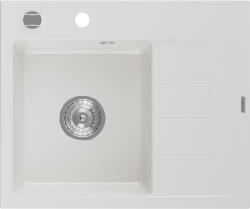 Mexen Ben, 1 kamrás gránit mosogató 600x500x190 mm, bal + króm szifon, fehér, 6522605000-20 (6522605000-20)