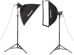 Godox LA150Bi Dupla LED Lámpa Szett, Mikrosat 4Click 60x90cm softboxal