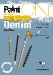 Clairefontaine Paint'On Pad Denim Blue Glued Caiet de schițe 15 A3 250 g (975702C)