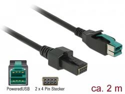 Delock PoweredUSB kábel apa 12 V > 2 x 4 tűs apa, 2 m, POS nyomtatókhoz és csatlakozókhoz (85483)