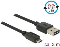 Delock Kábel, EASY-USB 2.0-s A-típusú csatlakozódugó > EASY-USB 2.0-s Micro-B típusú csatlakozódugó, (83851)