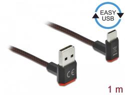 Delock EASY-USB 2.0 kábel A-típusú csatlakozódugó - USB Type-C csatlakozódugó, ívelt felfelé / lefe (85276)