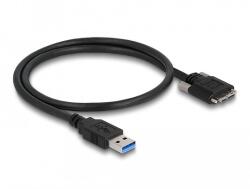 Delock Kábel USB 3.0 A-Típusú dugó - Micro-B Típusú dugó csavarokkal ellátott 0, 5 m (87798)
