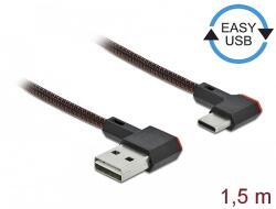 Delock EASY-USB 2.0 kábel A-típusú csatlakozódugó - USB Type-C csatlakozódugó, ívelt bal / jobb, 1, (85282) - dellaprint