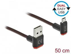 Delock EASY-USB 2.0 kábel A-típusú csatlakozódugó - EASY-USB Micro-B típusú csatlakozódugó, ívelt fe (85265) - dellaprint