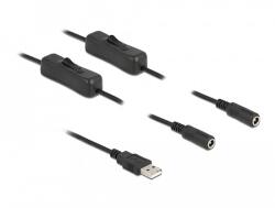 Delock A-típusú USB apa 2 db. DC 5, 5 x 2, 1 mm anya csatlakozójú, 1 méter hosszú kábel (86797)