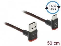 Delock EASY-USB 2.0 kábel A-típusú csatlakozódugó - USB Type-C csatlakozódugó, ívelt felfelé / lefe (85275)