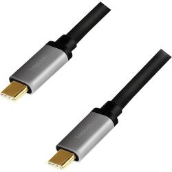 LogiLink USB 2.0 Type-C cable, C/M to C/M, PD, alu, black/grey, 1.5 m (CUA0106)