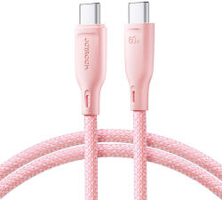 JOYROOM Multi-Color Series SA34-CC3 USB-C / USB-C kábel 60 W gyors átvitel 1 m - rózsaszín