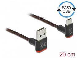 Delock EASY-USB 2.0 kábel A-típusú csatlakozódugó - USB Type-C csatlakozódugó, ívelt felfelé / lefe (85274)