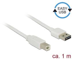 Delock Kábel, EASY-USB 2.0-s A-típusú csatlakozódugó > USB 2.0-s B-típusú csatlakozódugó, 1 m, fehér (83686)