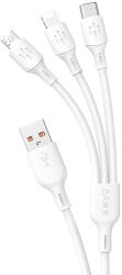 Dudao USB-kábel - USB C / micro USB / Lightning 480Mb/s 6A 1, 2m - fehér