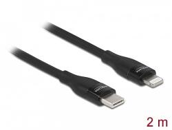 Delock Adat- és töltőkábel USB Type-C - Lightning iPhone , iPad és iPod készülékhez fekete 2 m M (86638)