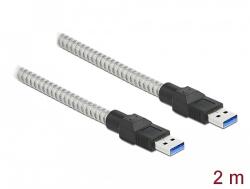 Delock USB 3.2 Gen 1, fém borítású kábel A-típusú apa A-típusú, 2 méter (86776) - dellaprint