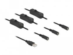 Delock A-típusú USB apa 3 db. DC 5, 5 x 2, 1 mm anya csatlakozójú, 1 méter hosszú kábel (86798)