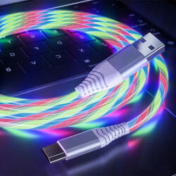  USB töltő és adatátvivő kábel iPhone -hoz, 1m LED fénnyel, színes (G-D37-COLOUR)