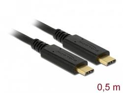 Delock USB 3.1 Gen 2 (10 Gbps) kábel Type-C a Type-C 0, 5 m PD 5 A E-Marker (85529)