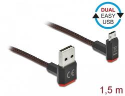 Delock EASY-USB 2.0 kábel A-típusú csatlakozódugó - EASY-USB Micro-B típusú csatlakozódugó, ívelt fe (85267)