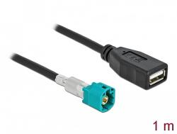 Delock Kábel HSD Z apa - A-típusú USB 2.0 anya 1 m (90487)