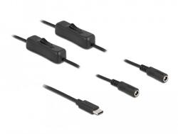Delock USB Type-C apa 2 db. DC 5, 5 x 2, 1 mm anya csatlakozójú, 1 méter hosszú kábel (86800)