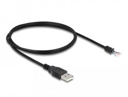 Delock A-típusú USB 2.0 kábel apa - 4 db. nyitott vezeték 1 m fekete (64184) - dellaprint