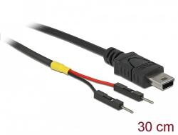 Delock Mini-B típusú USB tápkábel 2 db. különálló tűfejes apa véggel hossza 30 cm (85414) - dellaprint