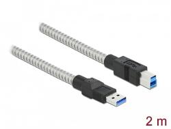 Delock USB 3.2 Gen 1, fém borítású kábel A-típusú apa B-típusú, 2 méter (86779)